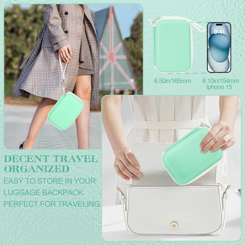 Image of Teyomi Case Compatible with NELKO P21, for NIIMBOT D110, for JADENS D110 Label Maker with 3 Roll Label Tape(Label Paper 1 /2 inch x 1 1 /2 inch (12mm X 40mm))-Hard Shell Storage Bag-Green