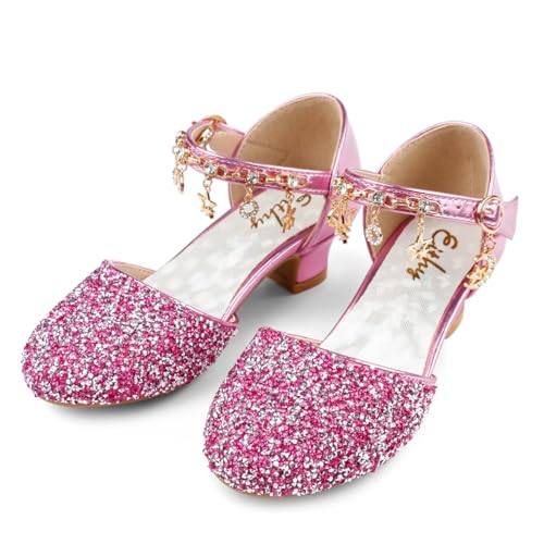 Eithy Girls Sandals Glitter Dress Shoes Princess Diamond Low Heel Pendant for Kids Toddlers3