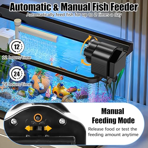 Aedcbaide Automatic Fish Feeder - 60 ML Feeders for Fish with Feeding Ring, Auto Fish Feeder for Aquarium Tank, Adjustable Food Timer Dispenser for Pellets, Battery Operated (Battery Not Included) - Image 3