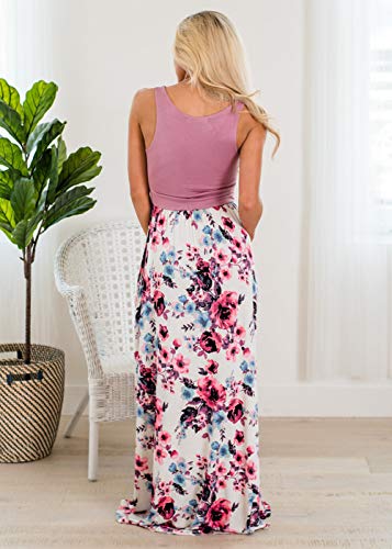 4th of July American Flag Mommy and Me Boho Floral Family Matching Maxi Dress with Pocket3