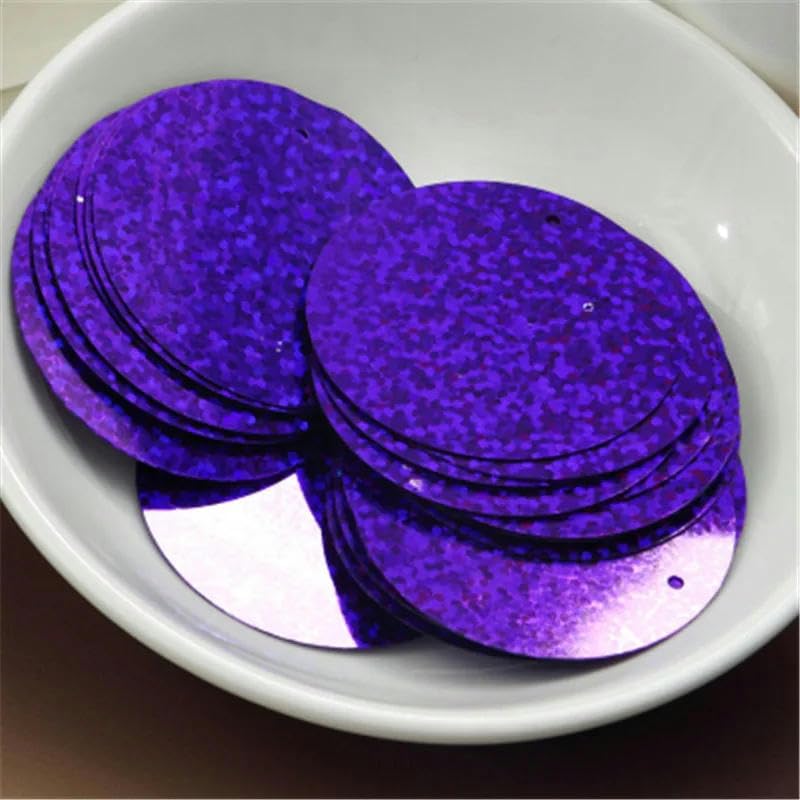 Cekiny do szycia rzemieślniczego, Duże okrągłe 40mm 50mm cekiny PVC płaskie cekiny szycie hologramowe cekiny ślubne rzemiosło z 1 otworem bocznym kolory 30g(Green,50mm)