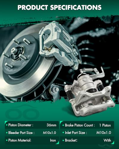 Image of SCITOO 19B7155 Rear Left Disc Brake Caliper w /Bracket Fit For Mazda For 3 2014-2016,For Mazda For 3 Sport 2014-2016, Single Piston
