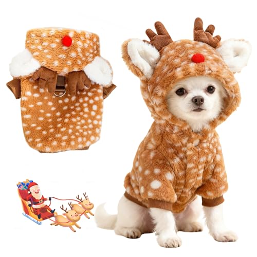 SPERMUOY Hund Kostüme Weihnachten Haustier Kleidung Weihnachts Katzen Hunde Kostüm mit hat,Haustier Kostüm Hundekostüm Weihnachten für Klein Hund Katze-L