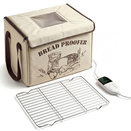 Caja plegable extra grande a prueba de pan y masa, calefacción de 3 lados, control de temperatura de 10.0 a 54.4 °C, temporizador de 24 horas con pitido, portátil con bolsa de almacenamiento, para