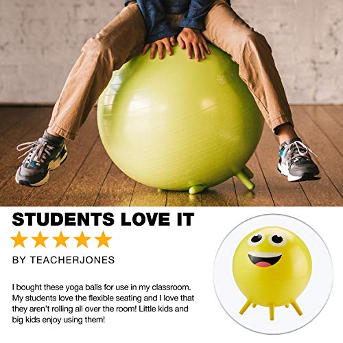 Gaiam-Kids-Stay-N-Play-Childrens-Balance-Ball-Flexible-School-Chair-Active-Classroom-Desk-Alternative-Seating-Blue-Captain-Cool-Green-Crazy-Silly-Purple-Miss-Sunshine-and-Yellow-Smiley-45cm