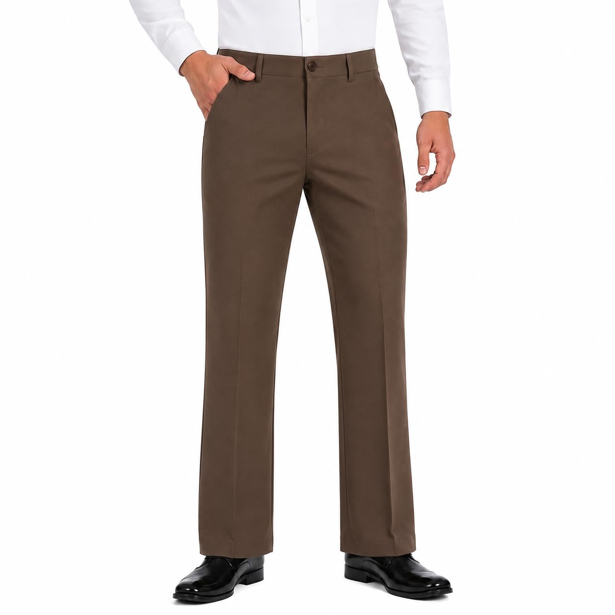 Men's Formal Trouser | Regular Fit Office Wear Pants for Men | Solid Black Business Casual Trousers | Comfortable Flat Front Formal Pant with Side Pockets-picture-20