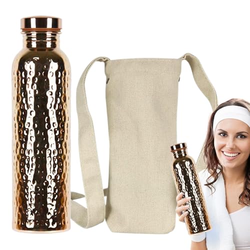 Vasos De Metal Martillado - Botella Con Acabado De Cobre A Prueba De Fugas De 27 Oz, Contenedor Portátil De Equilibrio De PH | Jarra De Agua Deportiva Aislada Decorativa Para Hombres Al Aire Libre Del