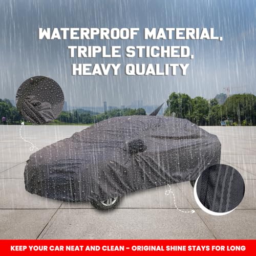Image of Autofact Waterproof Car Body Cover Compatible with Hyundai Grand I10 Nios (2019 to 2022) with Mirror and Antenna Pockets, 4 x 4 American Matty, Long Lasting Strong Durable Material, Grey Color