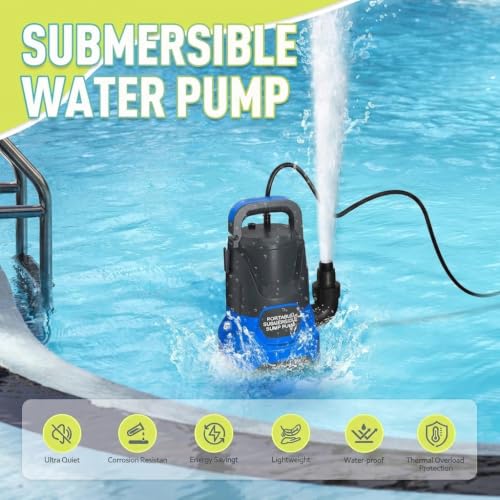Image of Sump Pump 1HP 4000GPH Electric Thermoplastic Submersible Water Pump