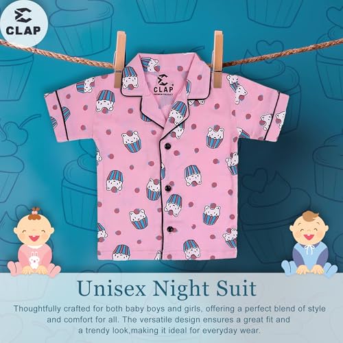 Image of CLAP Kids Cotton Printed Half Sleeves Night Suit