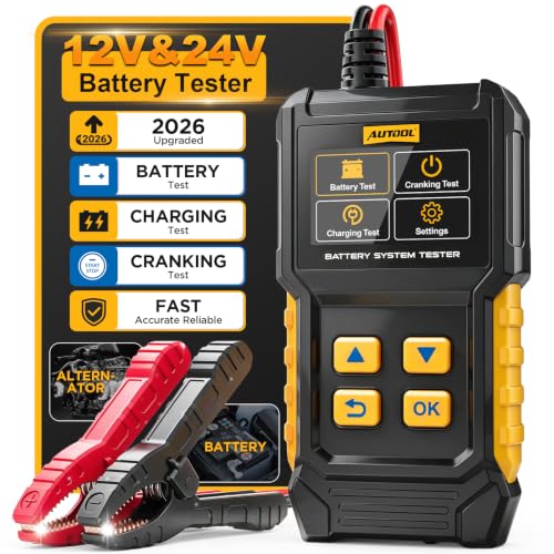 AUTOOL BT360 Car Battery Tester, 12V 24V Alternator Charging...
