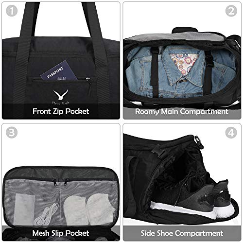 Hynes Eagle 50L Duffel Backpack 4 Way Travel Backpack Sports Duffel Bag, Black