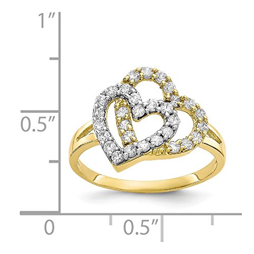Sonia Jewels 10k Yellow & White Two Tone Gold Double Love Heart Ring (2 to 13 mm)3
