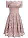 Miusol Vintage Encaje Completo Cóctel Vestidos para Mujer Rosa XS
