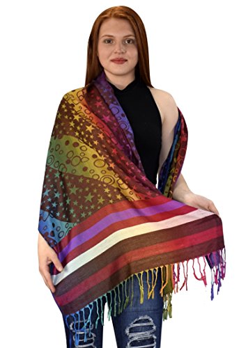 Rainbow Silky Tropical Colorful Exotic Pashmina Wrap Shawl Scarf3