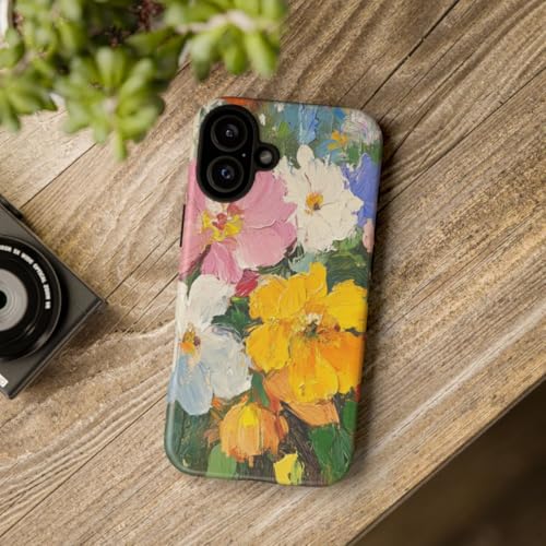 Coque rigide mate iPhone 16 Plus avec motif bouquet de fleurs vert artistique - 4