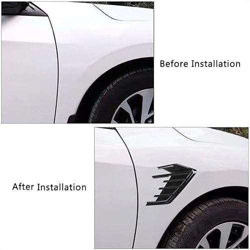 Miniatura 4 de OtpOutopa 2 rejillas de ventilación laterales para guardabarros de automóvil, cubierta universal para decoración del cuerpo del alerón, calcomanías