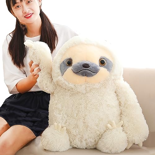 Image of Winsterch Giant Sloth Stuffed Animal 27.5 inch Soft Plush Toy, Ivory | Adorable Goofy Expressions, Big Sized for Cozy Cuddling, Soft Plush, Ideal Gift for Boys and Girls