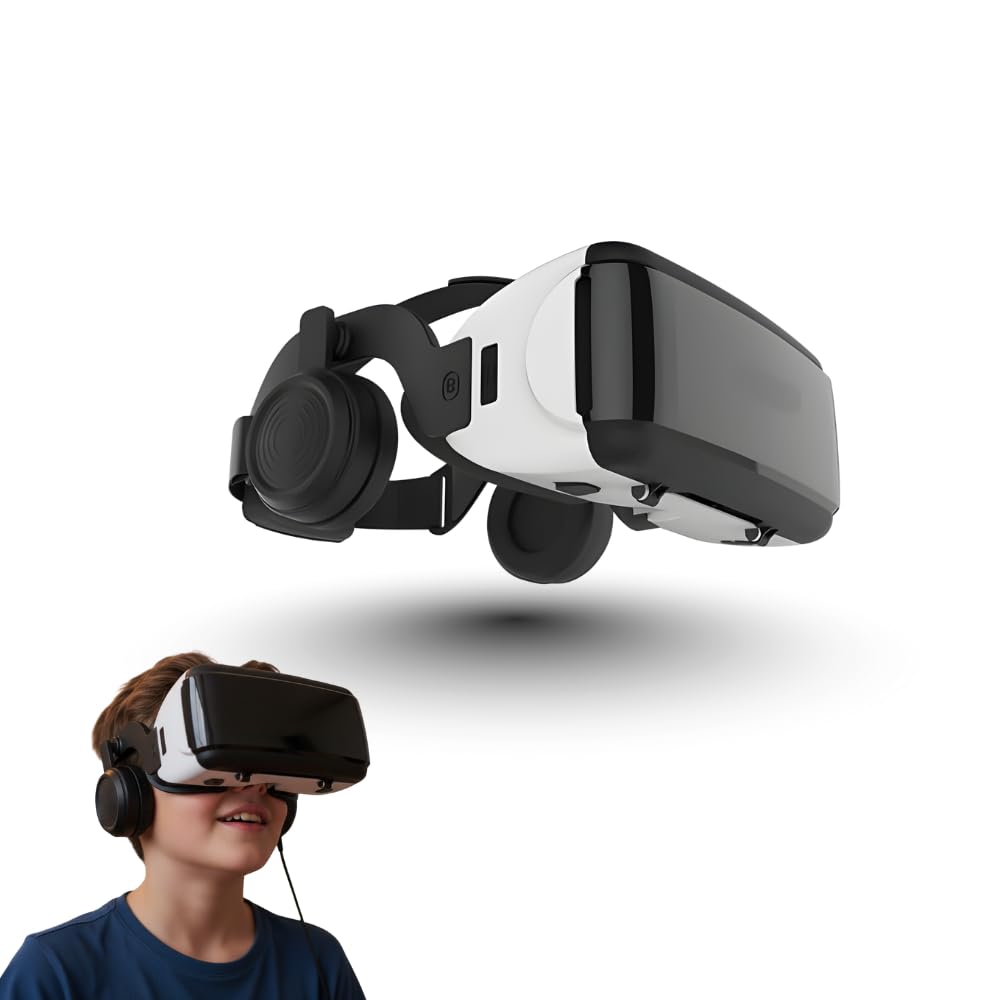 Drumstone (𝐒𝐩𝐞𝐜𝐢𝐚𝐥 𝟏𝟓 𝐘𝐞𝐚𝐫𝐬 𝐖𝐚𝐫𝐫𝐚𝐧𝐭𝐲) VR Headset for 3D Movies & Games | HD Virtual Reality Glasses for Android & iOS Phones | Eye Protection Lenses, Adjustable Straps, Soft