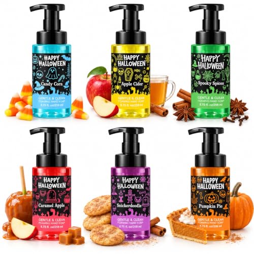 6 Pack Halloween Foaming Hand Soap with Pump, Scented 8.75 Fl oz