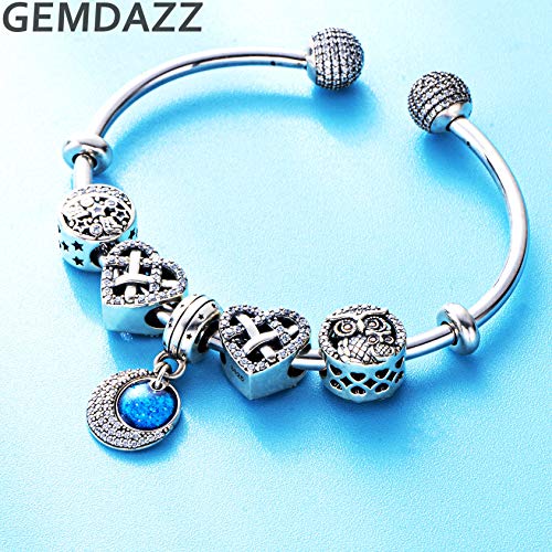 GEMDAZZ 925 Sterling Silver Valentines Day Charms Heart Charms, I Love You to The Moon and Back Pendant, Cupid Arrow and 4 Leaf Clover Beads fit European Bracelets, Gift for Lover/Wife/Girls3