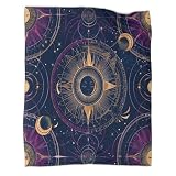 kaiyun Tema del Universo Manta Cálida Y Transpirable Suave Estampada para Acampar Al Aire Libre Sol and Luna Blending Colcha para Dormitorio De Las Cuatro Estaciones 50x60inch(127x152cm)