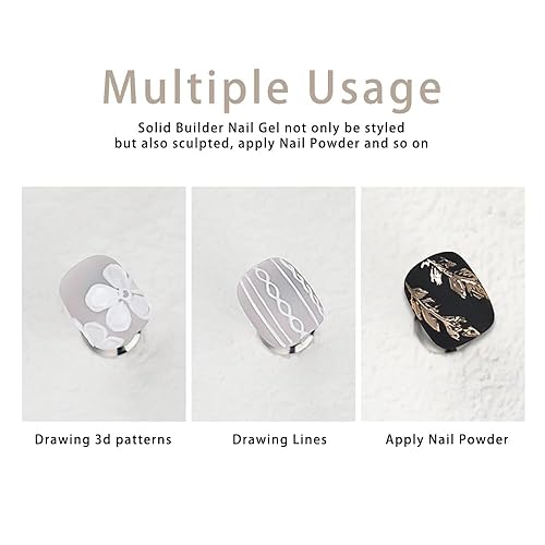 Miniatura 3 de Gel sólido para esculpir uñas 3D para arte de uñas, gel de arte de uñas 3D multifuncional para uñas salón hogar bricolaje (blanco)