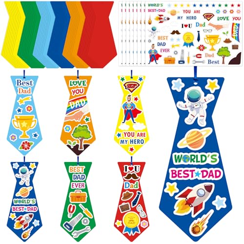 Sealmic 48 Pcs Fathers Day Crafts for Kids Fathers Day DIY Gifts Make Your Own Dad Tie Necktie Bookmark Decorations Kits Arts and Crafts for Kids Home Game Party and School Classroom Activities