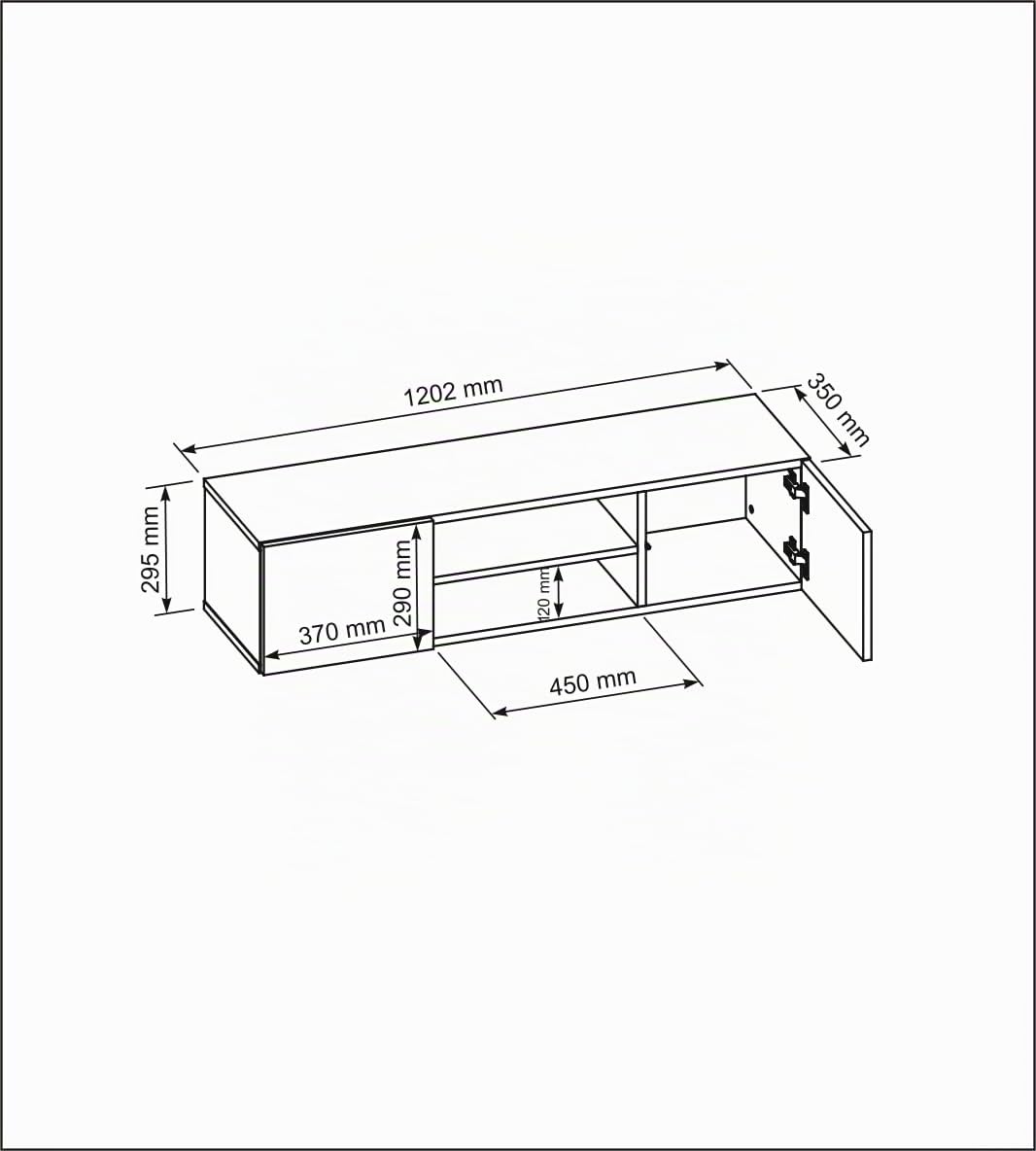 meble masztalerz Mobile TV 120 cm, Bianco con Frontale Lucido | Soggiorno Moderno Mobili 120x35x29,5 cm, Parete Attrezzata Soggiorno Moderna, Mobiletto Porta TV, Mobile Salotto