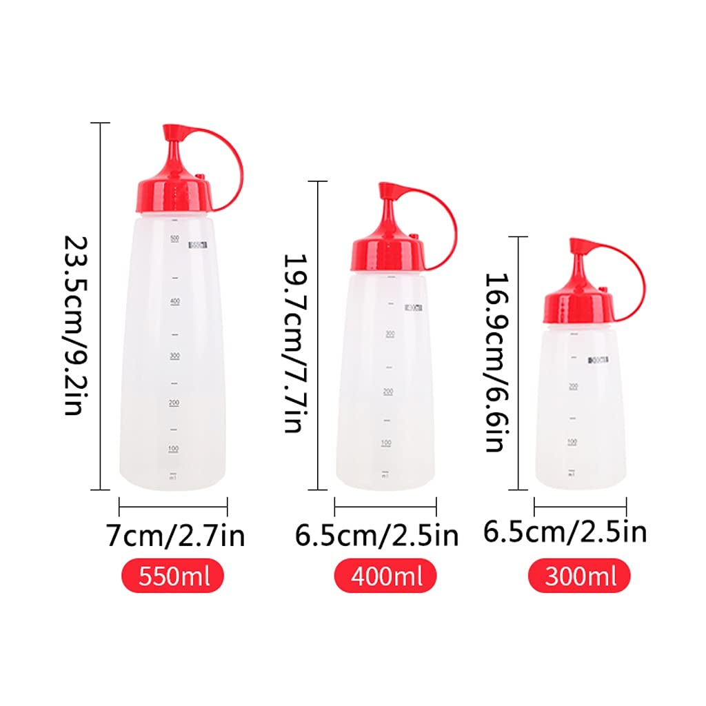 Pot à épices en Verre Ketchup Squeeze Bottle, Ménage Pointed Mouth Squeeze Sauce Bottle, Food Grade Plastic Salad Bottle, Commercial Jar, Sauce Condiment Jar Set of 3 Spice bottle (Color : C)