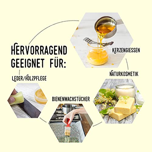 beegut Bienenwachs Pastillen - 100% natürliches Bienenwachs - perfekt für Kosmetik, Bienenwachstücher oder als Kerzenwachs - 200g nachhaltig verpackt – Bild 4