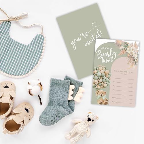 Invitaciones de baby shower de oso floral para compartir la dulce espera en familia 3
