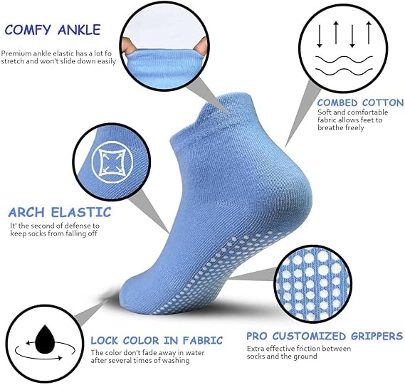 KANAKADHARA 4 Pairs Toddler Baby Socks for Boys & Girls | Non-Slip Ankle Grips for Crawling & Walking | Soft Combed Cotton | Anti-Skid, Breathable & Comfortable Socks | Age 0-3 Years (4 Pair) 1