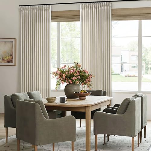 Image of Oatmeal 60 Inches Wide 96 Inches Long Curtains 60x90 Pleated Drapes