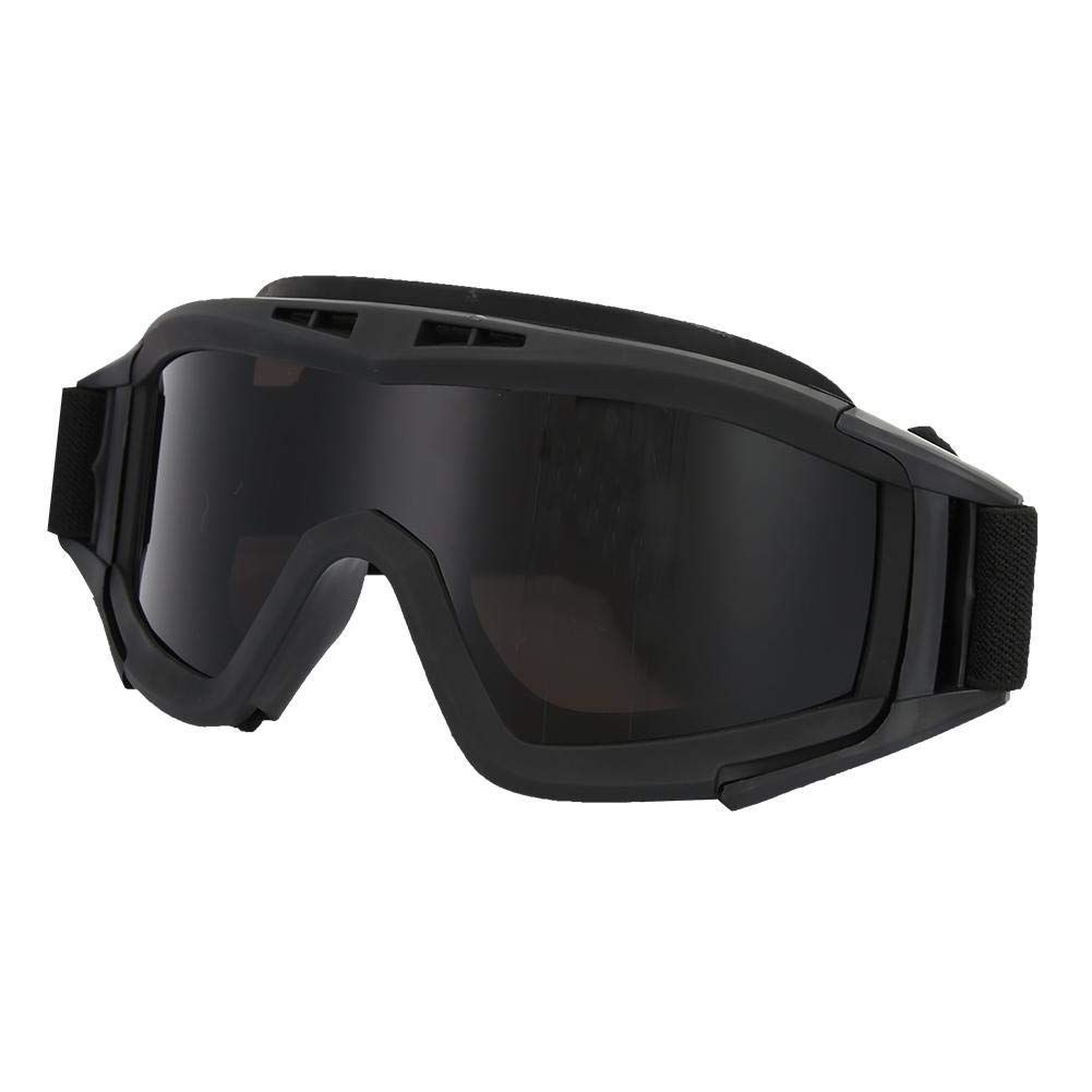 Alomejor Occhiali tattici Occhiali di protezione anti-appannamento anti-appannamento con 3 lenti di spettacolo di protezione per ciclismo guida paintball tattico softair sci (nero)