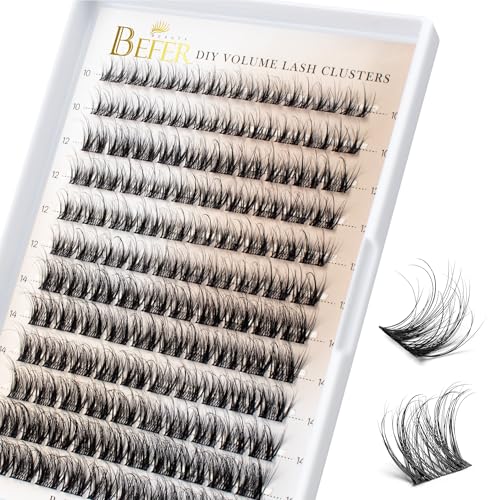 BEFER Lash Clusters 120 Pcs 3D Curl Eyelash Clusters Volume Individual Lashes Extensions 10-16MM Wispy Eyelash DIY At Home(Vigor ZE02)