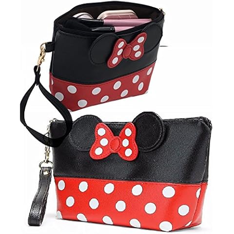 DAYNECETY 2Pcs Makeup Cosmetic Bag Storage Organiser Case Zipper PU Leather Pencil Case Toiletry Bag Makeup Collection Case Travel Bag(Black/Black) Cover