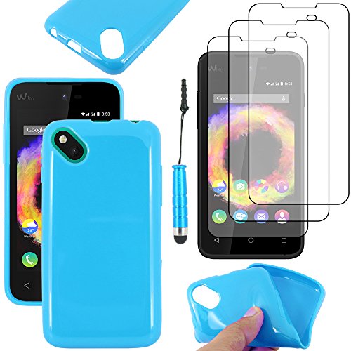 ebestStar - Coque pour Wiko Sunny 1 (2016) et Sunset 2 (2015), Etui Protection Silicone Antichoc, Souple Slim + Mini Stylet + 3 Films d'écran, Bleu