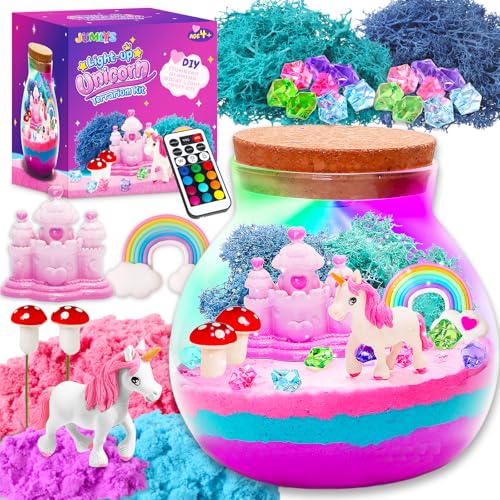 Jumlys Light Up Unicorn Terrarium Kit for Girls, DIY Unicorn Art and Crafts Kit, Ideal Christmas, Birthday Gifts for Kids 4-12