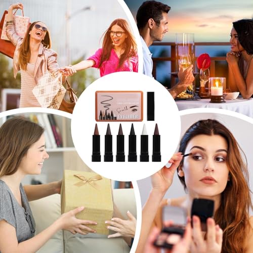 Eye Liners - 6 Color Natural Long Lasting Highlighter, Smooth Glide Smudge Proof Formula, Vibrant Waterproof Makeup, Ideal Use for Men and Women, Eye Beauty Cosmetic Set, Multi Color – Image 5