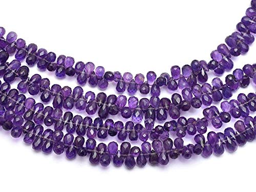 AAA naturalny 1 sznur 4 x 6-5 x 7 mm afrykański ametyst fasetowane krople koraliki | ametyst krople łzy koraliki | pasmo 18 cm | ametyst krople wiertła boczne | ametyst gruszka briolette