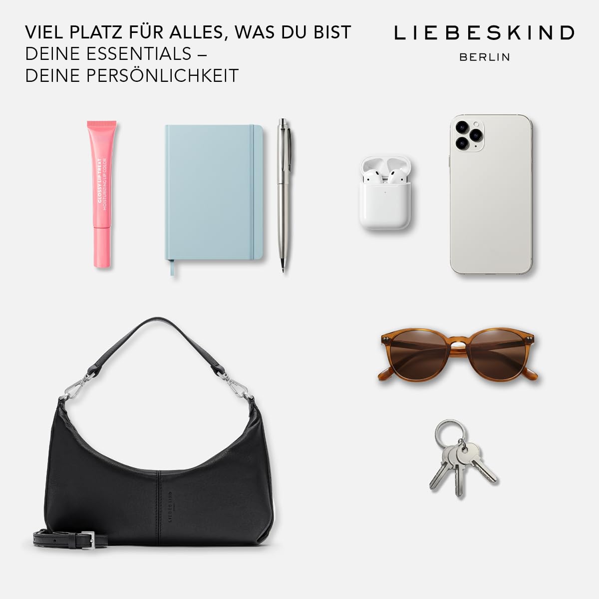 Liebeskind Berlin Damen-Umhängetasche „Paris S“ I Hobo Bag Damen aus Leder mit Schulter- und Crossbody-Riemen I Schultertasche Hauptfach mit Reißverschluss, 2 Innenfächer I Shoulder Bag