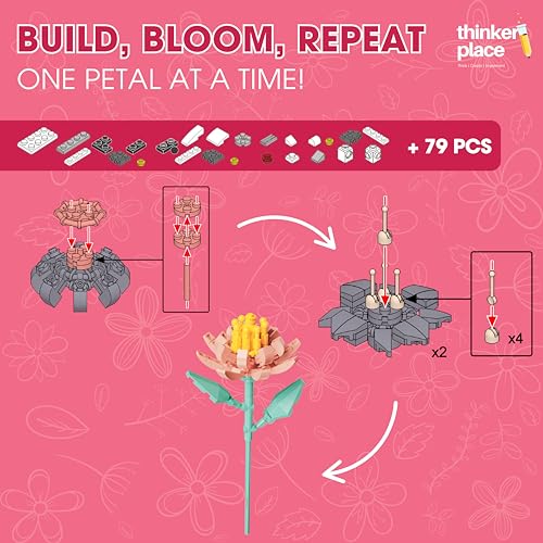 Image of STEM Water Lilies Flower Building Blocks Set (79 Pcs, 12-in-1) | DIY Flower Pen Stand Kit for Kids 6+ Years (Boys & Girls) | Creative Craft & Learning Toy | Ideal Gift for Kids