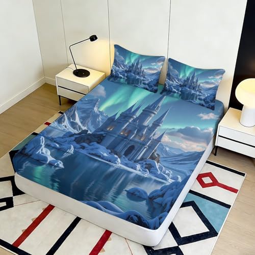 Drap-housse microfibre 90x200x25 lit ado imprimé 3D Eisburg - 5
