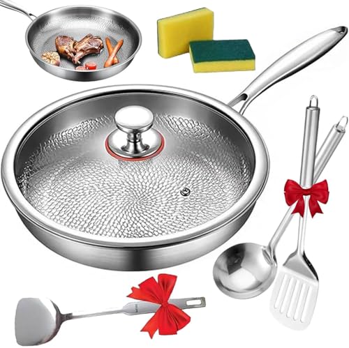 Genérico Sarten De Titanio, Sarten Titanio Puro, Sartén Ultra Duradera Resistente, Utensilios De Cocina Antiadherentes Multifuncionales Sin Revestimiento (24cm)
