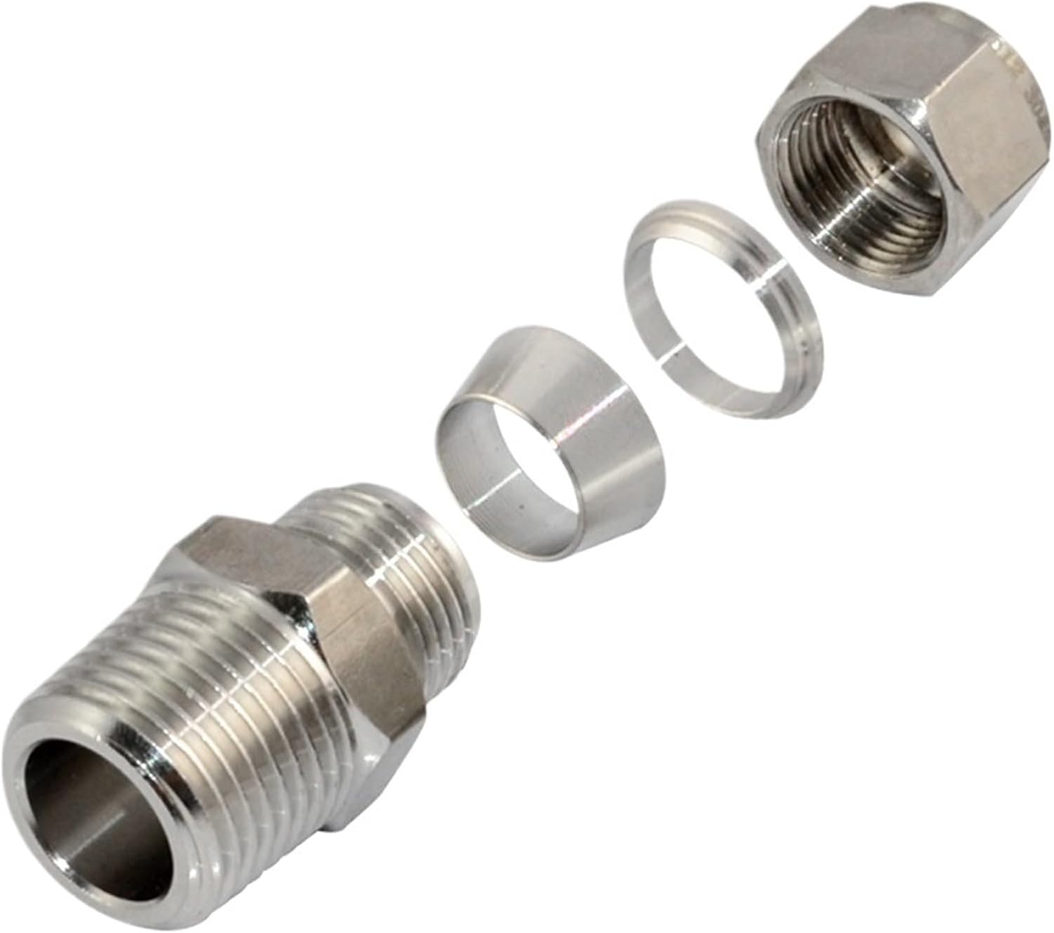 1pc 304 Stainless Steel Double Ferrule Compression Connector 12、14mm Tube To 1/8" 1/4" 3/8" 1/2" Male NPT Pipe Fitting(1I8 x 6mm)