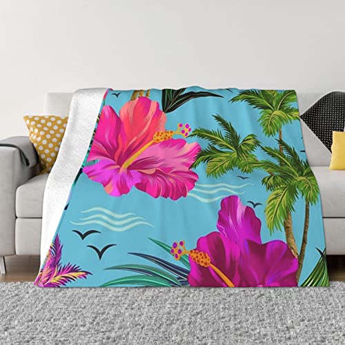 Couverture flanelle douce luxe Hello Hawaii plaid lit anti-bouloche