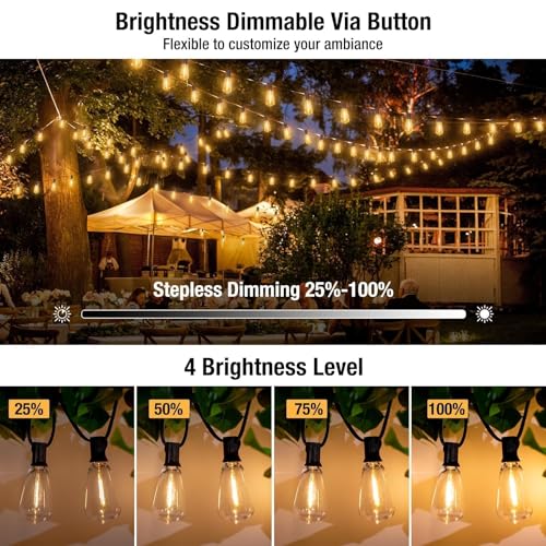 litogo 120FT LED Outdoor String Lights with Dimmer, Waterproof Patio Lights with ST38 Vintage Edison Bulbs, Warm White Outside Hanging Light with Timer for Yard Gazebo Party by litogo - Image 2