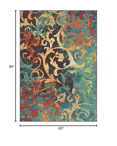 Carolina Weavers Watercolor Scroll Rug, Multi, 5' x 8'