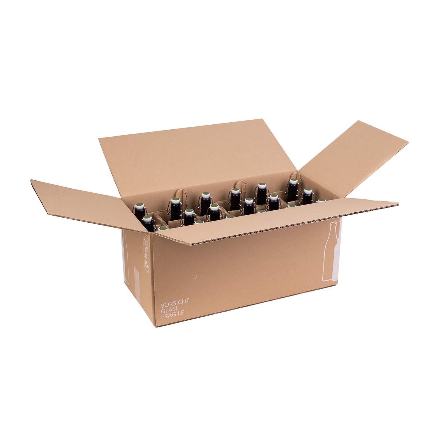 smiley pack Flaschenversandkarton Bier 0,5 Liter für 18 Flaschen inklusive Einlage PTZ zertifiziert für Versand mit DHL DPD Bierflaschen Bierversandkarton Bierkarton Bierverpackung (10)
